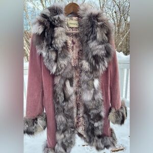 Admorly real fur Penny lane inspired pink suede coat